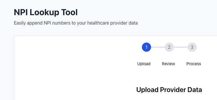 ProspectRX NPI Lookup Tool upload interface